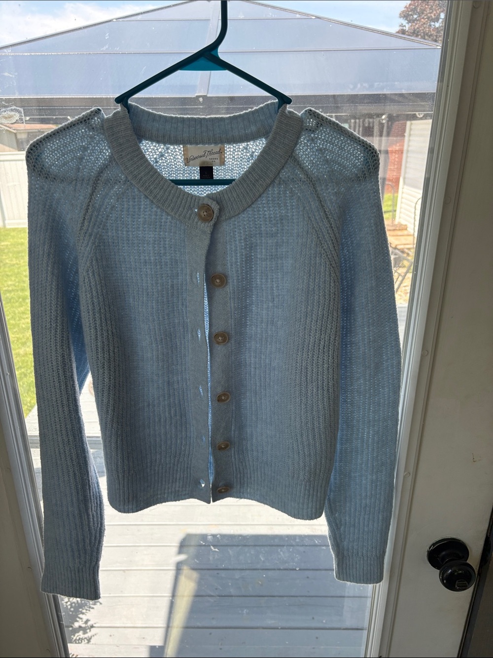 Lauren Ralph Lauren Light Blue Button-Front Knit Cardigan